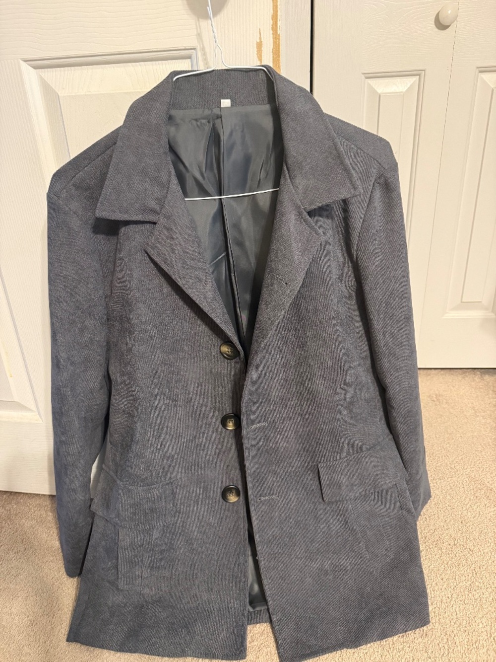 Men’s medium gray corduroy stylish coat